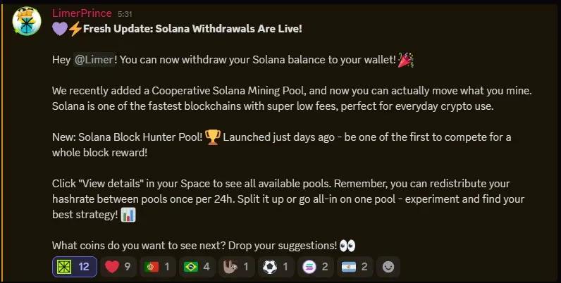 Retiros de Solana Limercoin